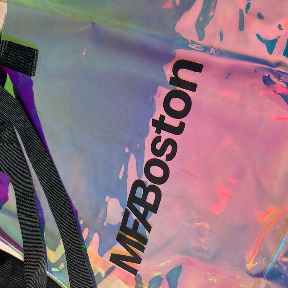 Museum of Fine Arts MFA Boston Iridescent Clear Transparent Tote Bag 12”x14” - Picture 2 of 6